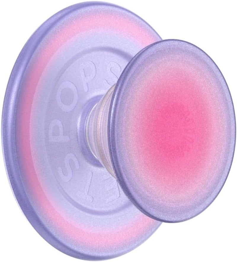 POPSOCKETS قبضة هاتف لمغناطيس ماج سيف مع حامل، حامل مغناطيسي، قمة قابلة للتبديل، قبضة آمنة لجرابات آيفون ماج سيف، قبضة هاتف وجهاز لوحي، لطيفة، وردية، بنفسجية - أورا - Image 1